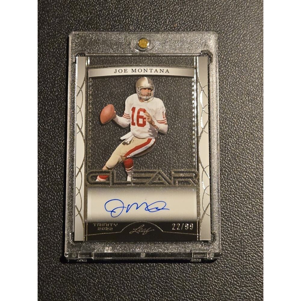 2022 Leaf Trinity #CA-JM1 Joe Montana Clear Autographs Silver #/99